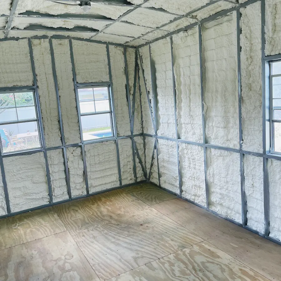 Closed-cell spray foam insulation applied to wall cavities in a residential project in McMinnville